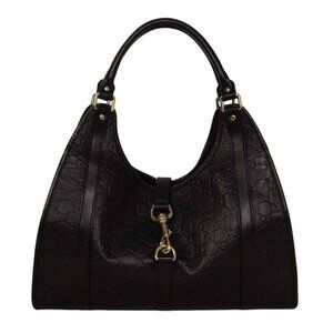 Authentic Gucci Joy Medium Black Leather Guccissima  Shoulder Handbag - NEW